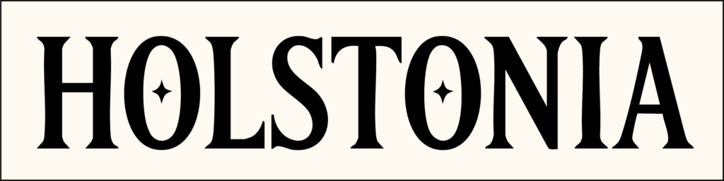 HOLSTONIA.co wordmark in vintage serif font with heritage star glyphs inside the O letters