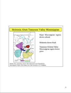 Map showing Mississippian culture artifact discoveries across Southwest Virginia, based on research by Dr. Jim Glanville - Holstonia.co